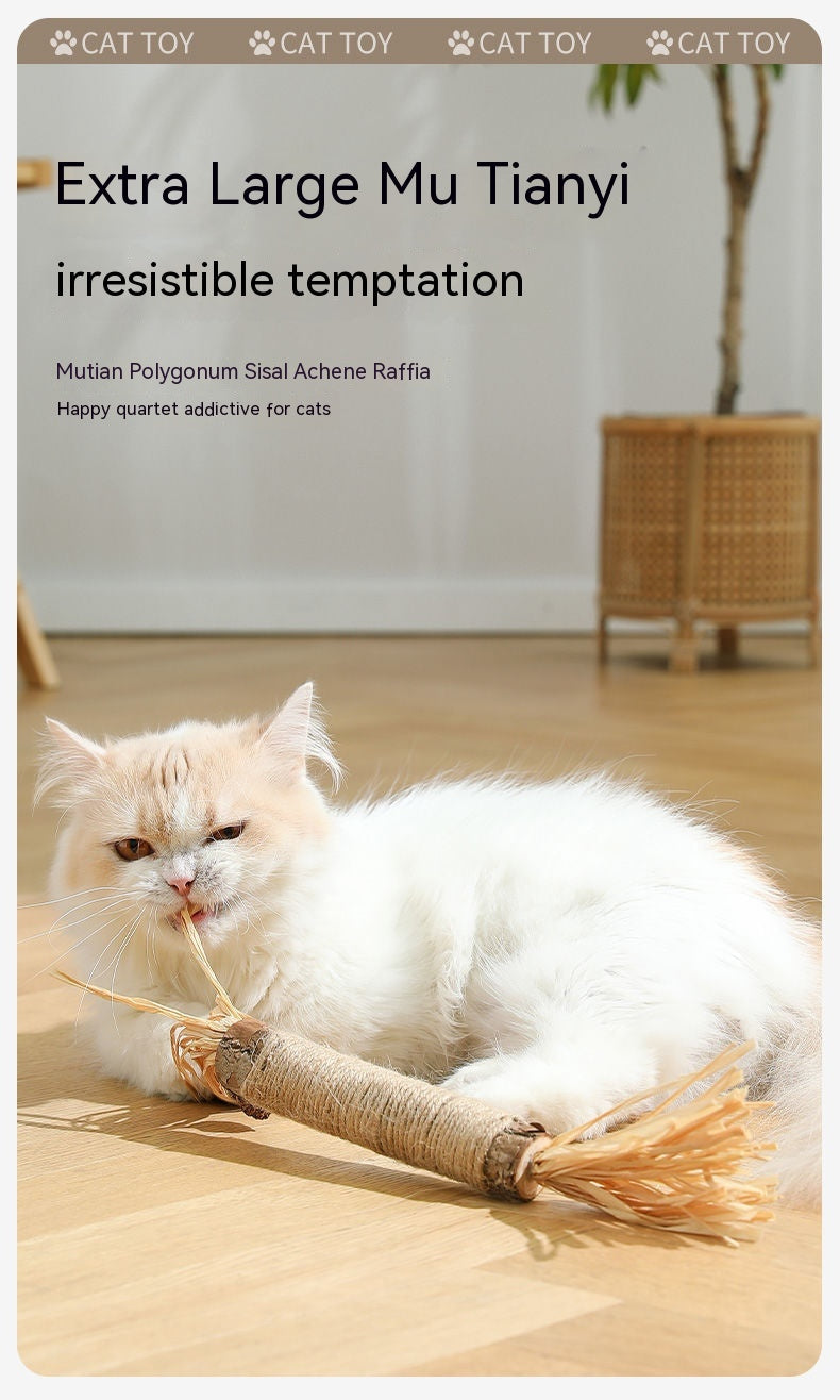 HKM-3602365 Oversized Raffia Molar Rod for Cats - Durable Catnip Toy for Teeth and Play