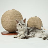 HKM-3603005 Eco-Friendly Hemp Rope Cat Toy - Assorted Ball Sizes in Brown and White