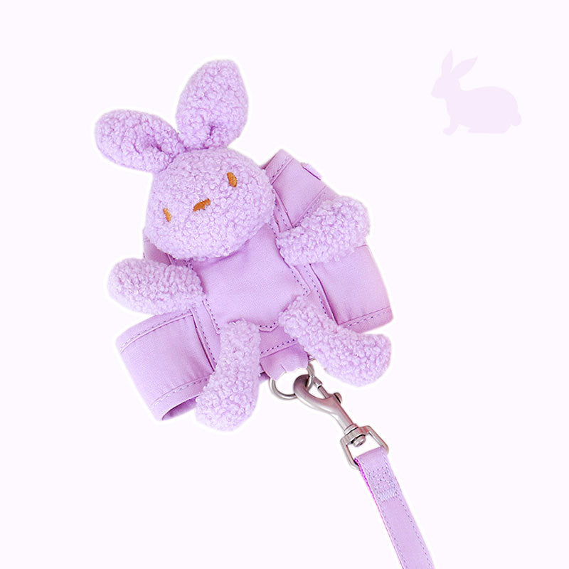 HKM-3603517 Vest-Style Cat and Dog Harness and Leash Set in Purple, Pink, and Off White - Suitable for Pets 3-12 Pounds