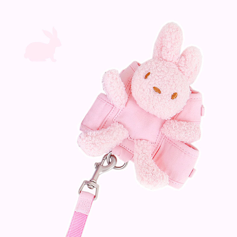 HKM-3603517 Vest-Style Cat and Dog Harness and Leash Set in Purple, Pink, and Off White - Suitable for Pets 3-12 Pounds