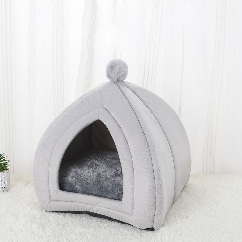 HKM-3603773 Cozy Cat Bed and Small Dog Tent Mat ¨C Soft, Washable Pet House for Cats and Puppies