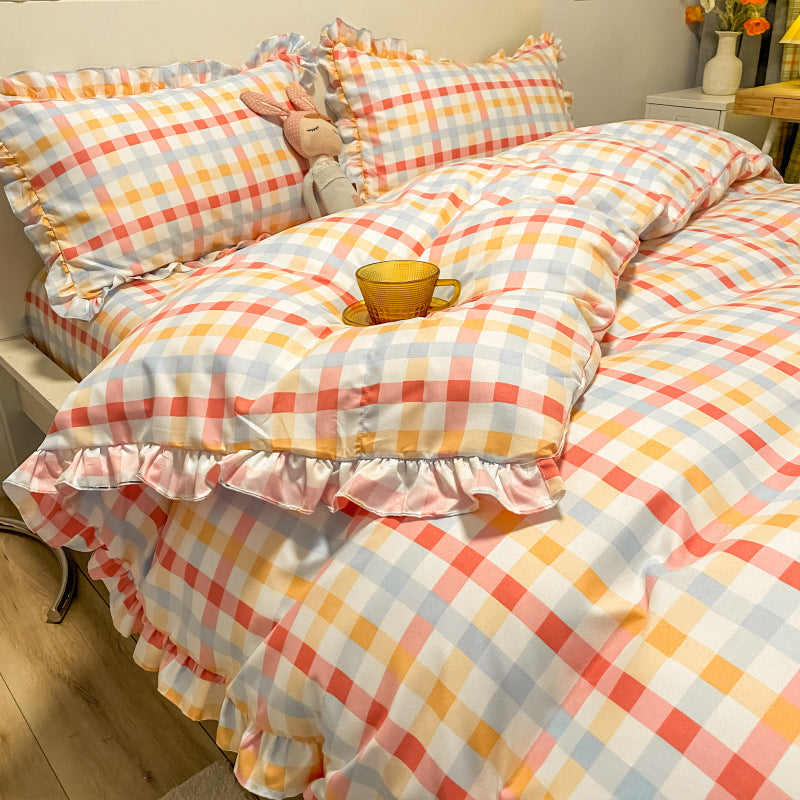 HKM-360403 Three-Piece Princess Heart Floral Bed Sheet Set for 1.2m to 2.0m Beds