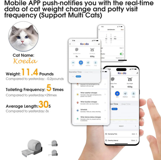 HKM-360531 Automatic Self-Cleaning 70L Cat Litter Box with App Control and Odor Control Features