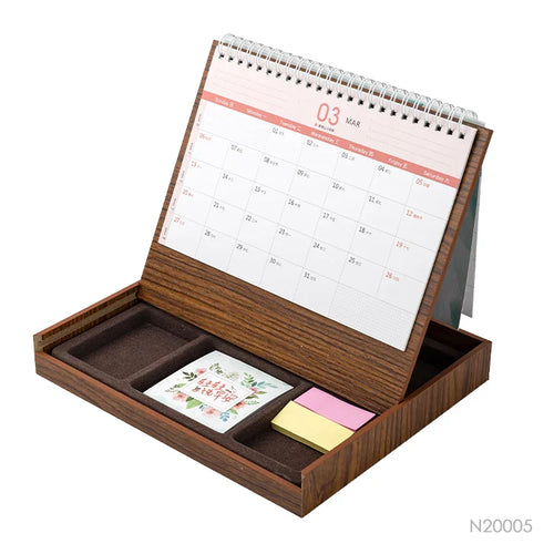 HKM-360531 Eco-Friendly Custom Notepad with Sticky Notes and Wooden Desk Calendar