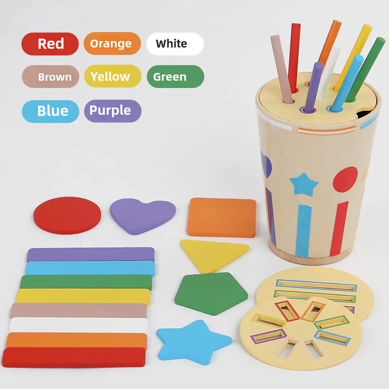 HKM-360531 Montessori Wooden Shape Sorting Educational Toy for Children - Geometric Colour Classification Game
