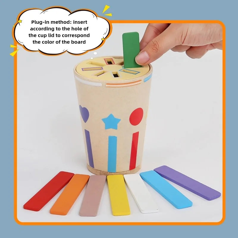 HKM-360531 Montessori Wooden Shape Sorting Educational Toy for Children - Geometric Colour Classification Game