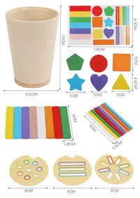 HKM-360531 Montessori Wooden Shape Sorting Educational Toy for Children - Geometric Colour Classification Game