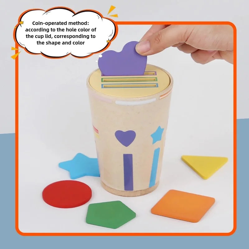HKM-360531 Montessori Wooden Shape Sorting Educational Toy for Children - Geometric Colour Classification Game