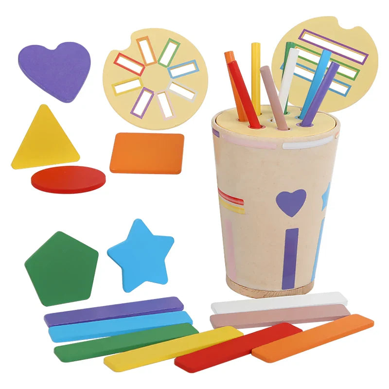 HKM-360531 Montessori Wooden Shape Sorting Educational Toy for Children - Geometric Colour Classification Game
