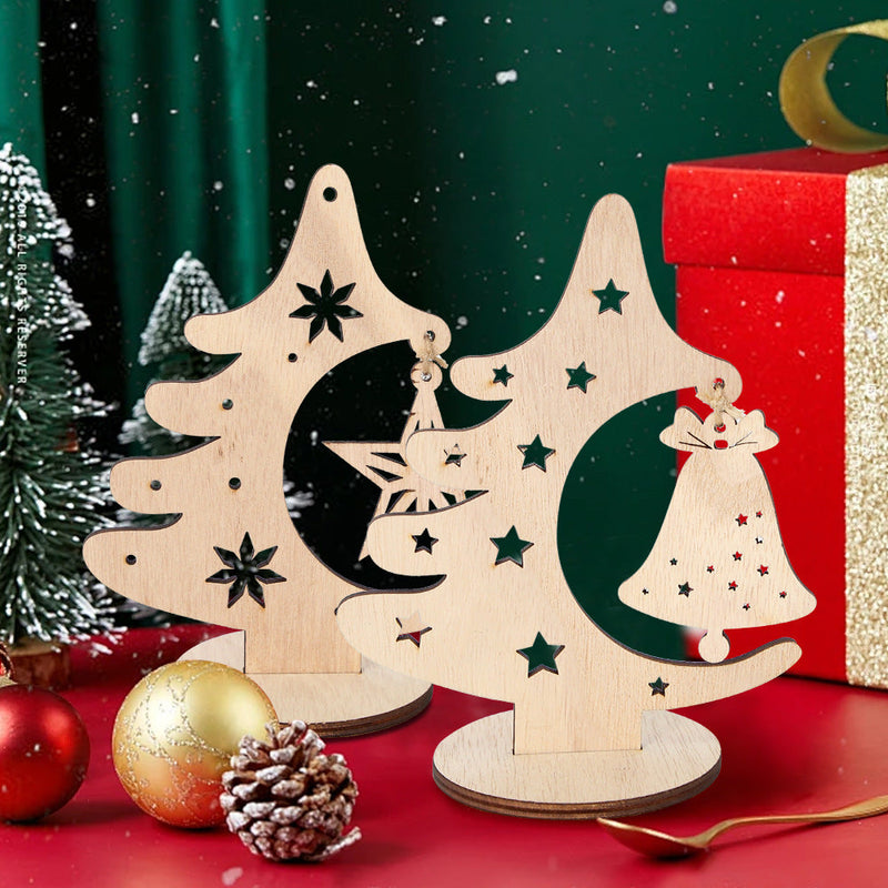 HKM-360531 Wooden Christmas Ball and Bell Hanging Ornaments for Holiday Decorations