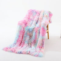 HKM-360723 Double-Layer Tie Dye Plush Blanket for Sofa – Cozy Polyester Cover 130x160cm & 160x200cm