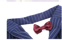 HKM-3607869 Navy Blue Stripe Bow Tie Suit for Large Dogs - Casual Wear for Golden Retrievers