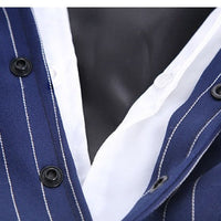 HKM-3607869 Navy Blue Stripe Bow Tie Suit for Large Dogs - Casual Wear for Golden Retrievers
