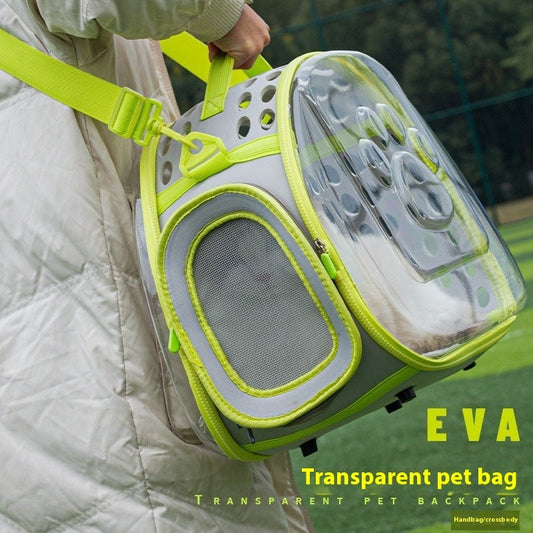 HKM-3609149 Pet Cat Space Capsule Backpack - Transparent Hard EVA Carrier Bag, Large Size, 42x28x35cm, Multiple Colors Available