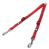 HKM-3609277 Double Head Traction Rope for Dogs - Thick Nylon Strap with Stainless Steel Pull Ring and Buckle, Available in Rose Red, Black, Red