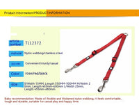 HKM-3609277 Double Head Traction Rope for Dogs - Thick Nylon Strap with Stainless Steel Pull Ring and Buckle, Available in Rose Red, Black, Red