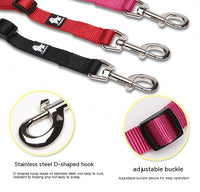 HKM-3609277 Double Head Traction Rope for Dogs - Thick Nylon Strap with Stainless Steel Pull Ring and Buckle, Available in Rose Red, Black, Red