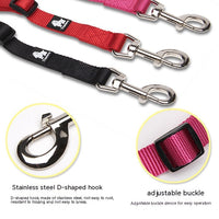 HKM-3609277 Double Head Traction Rope for Dogs - Thick Nylon Strap with Stainless Steel Pull Ring and Buckle, Available in Rose Red, Black, Red