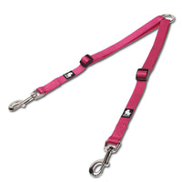 HKM-3609277 Double Head Traction Rope for Dogs - Thick Nylon Strap with Stainless Steel Pull Ring and Buckle, Available in Rose Red, Black, Red