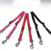 HKM-3609277 Double Head Traction Rope for Dogs - Thick Nylon Strap with Stainless Steel Pull Ring and Buckle, Available in Rose Red, Black, Red
