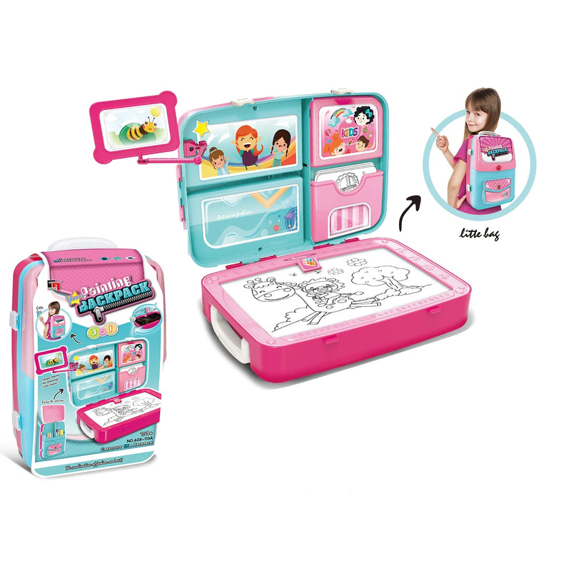 HKM-360979 3-in-1 Educational Drawing Backpack and Magnetic Drawing Board Play Set for Kids Ages 2-13