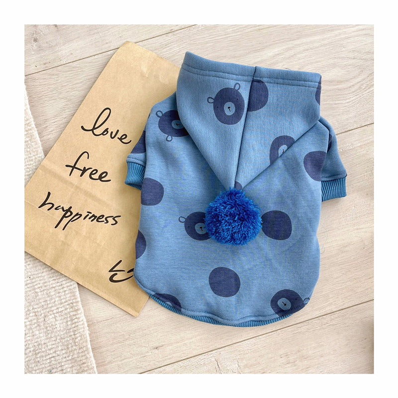 HKM-3610557 Hooded Cotton Sweater for Pets - Dot Print, Multiple Sizes Available