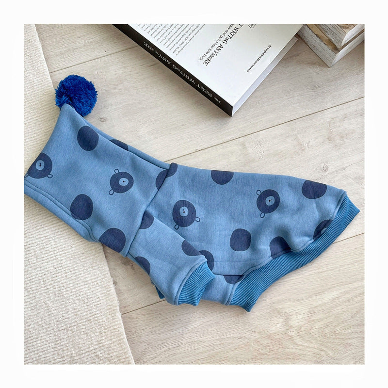 HKM-3610557 Hooded Cotton Sweater for Pets - Dot Print, Multiple Sizes Available
