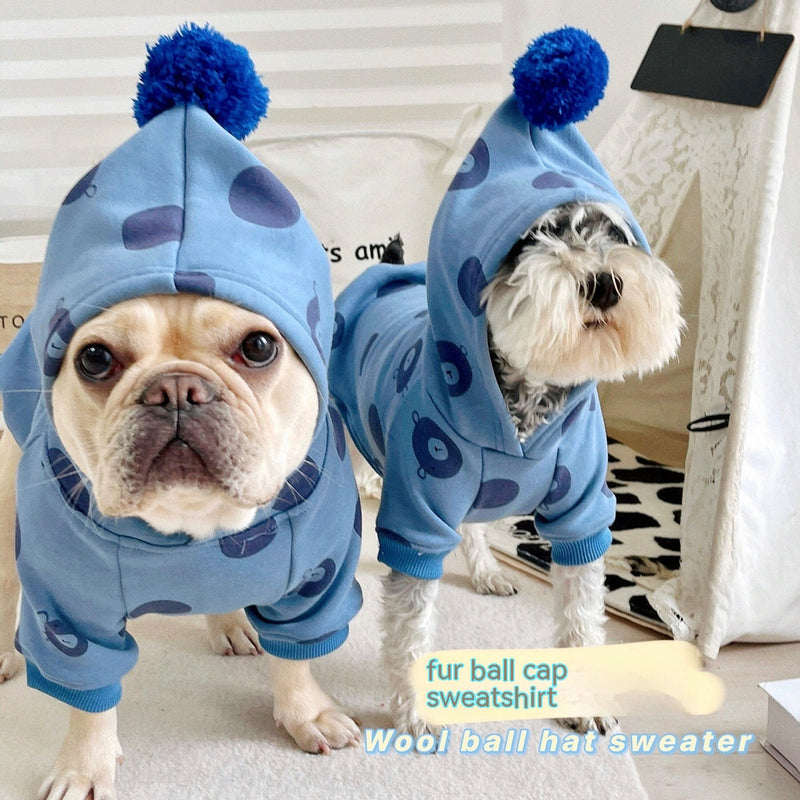 HKM-3610557 Hooded Cotton Sweater for Pets - Dot Print, Multiple Sizes Available