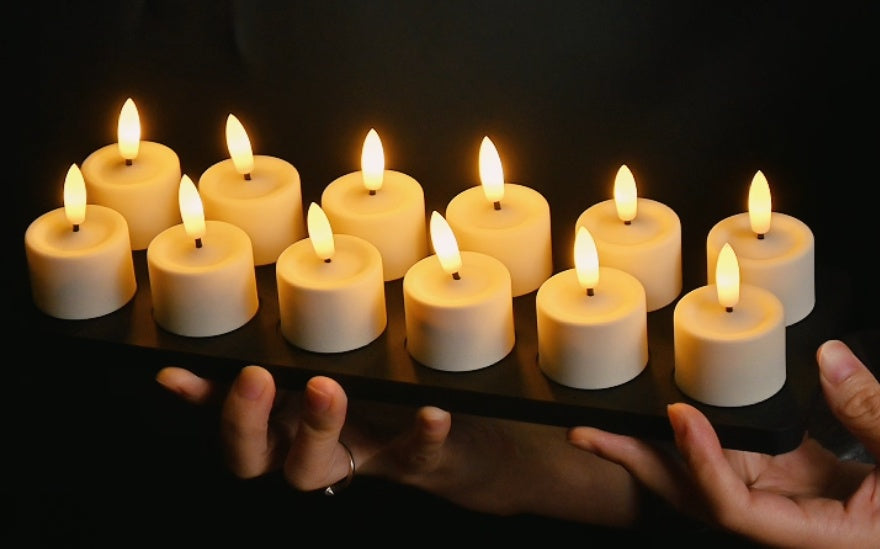 HKM-361363 Ivory Rechargeable LED Tealight Candles - D3.9 X H5cm