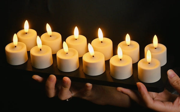 HKM-361363 Ivory Rechargeable LED Tealight Candles - D3.9 X H5cm