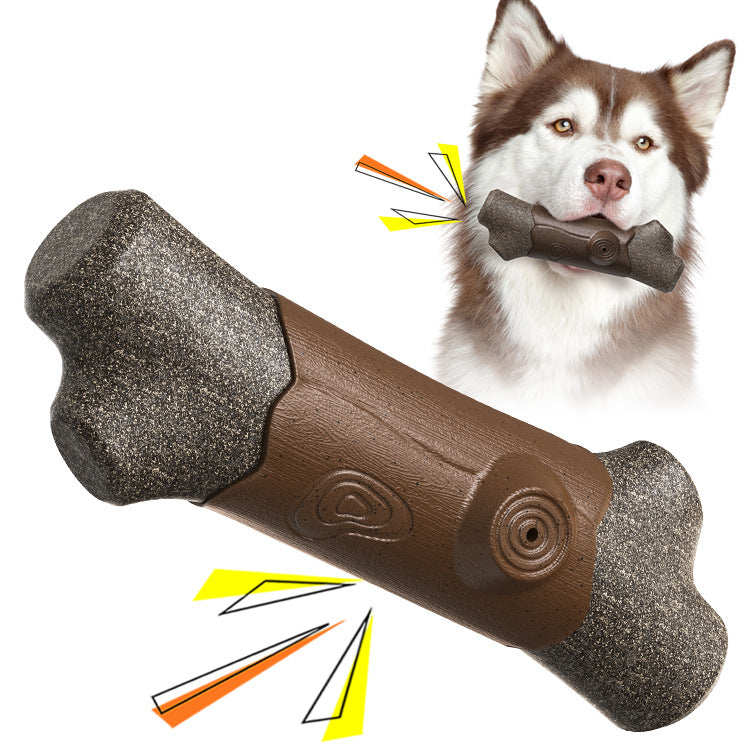 HKM-3613885 Dog Toy with Sound Tip Ball, Bite-Resistant Molar Rod Branches, Plastic Material, Wood Color