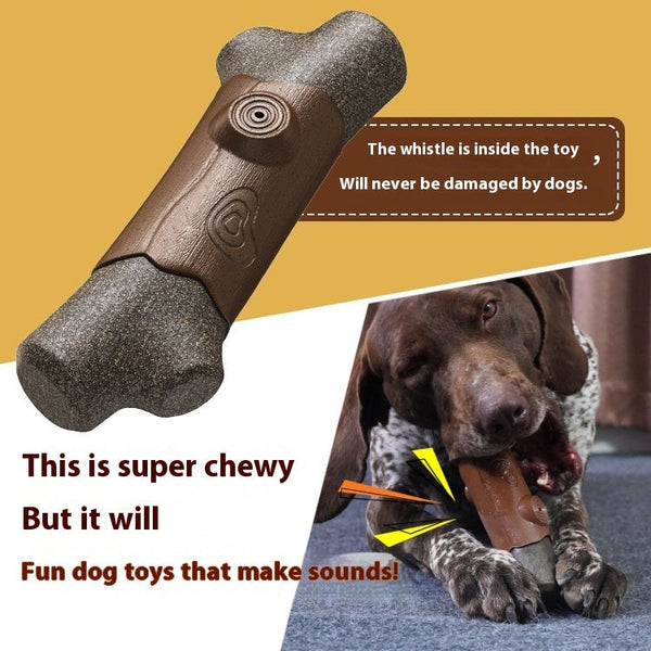 HKM-3613885 Dog Toy with Sound Tip Ball, Bite-Resistant Molar Rod Branches, Plastic Material, Wood Color