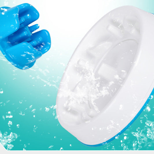 HKM-3615421 Round Anti-Knock Slow Feed Dog Bowl - White and Blue, 5.5 cm Height, Indoor Use