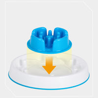 HKM-3615421 Round Anti-Knock Slow Feed Dog Bowl - White and Blue, 5.5 cm Height, Indoor Use