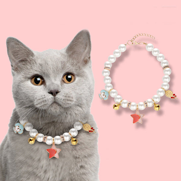 HKM-3617213 Hand-woven Pearl Adjustable Cat Collar for Comfortable Wear and Stylish Decoration