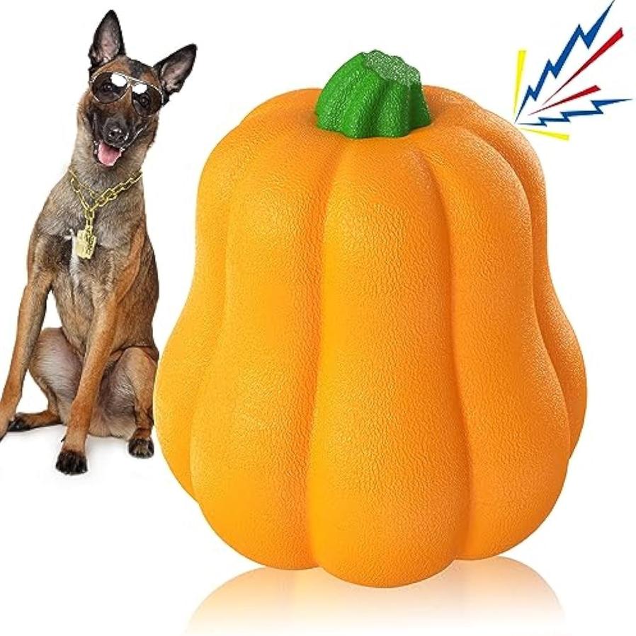 HKM-361747 Halloween Interactive Dog Toy - Pumpkin Thrower with Drawstring and Squeaker