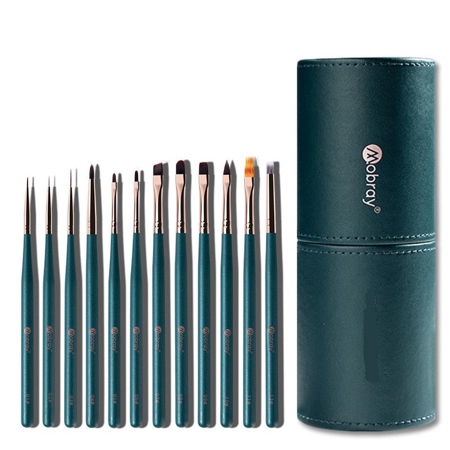 HKM-361875 12 Nail Brush Set with Pen Holder and Optional Accessories for Professional Nail Art