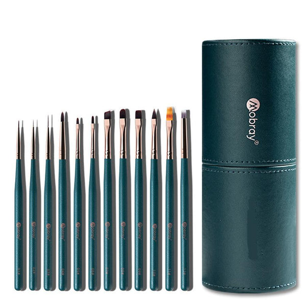 HKM-361875 12 Nail Brush Set with Pen Holder and Optional Accessories for Professional Nail Art
