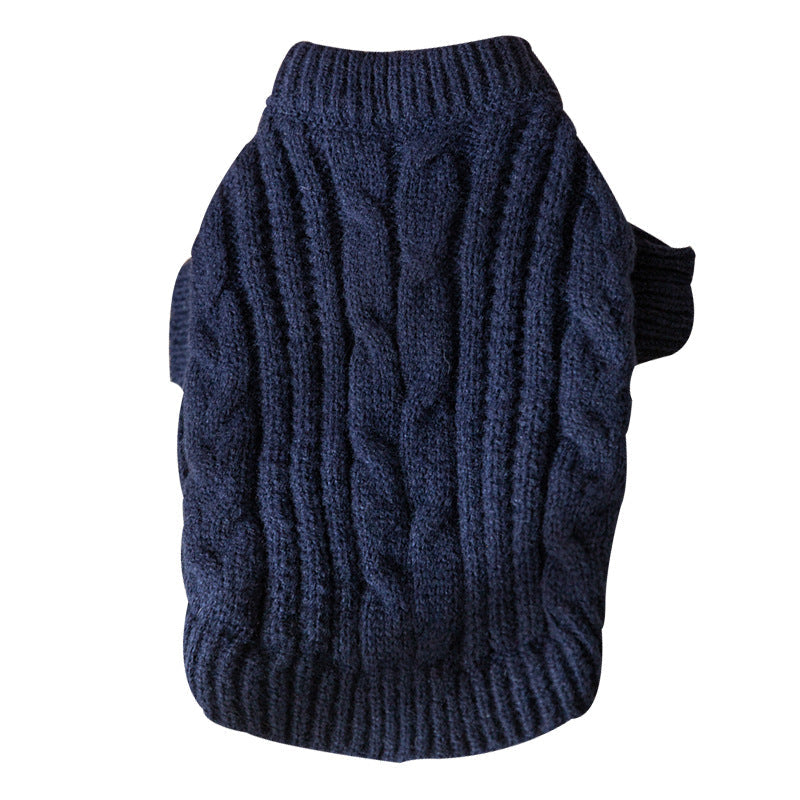 HKM-3619005 Warm Solid Color Pet Sweater for Cats - Casual Anti-Lint Design in Bondi Blue and Jass Gray