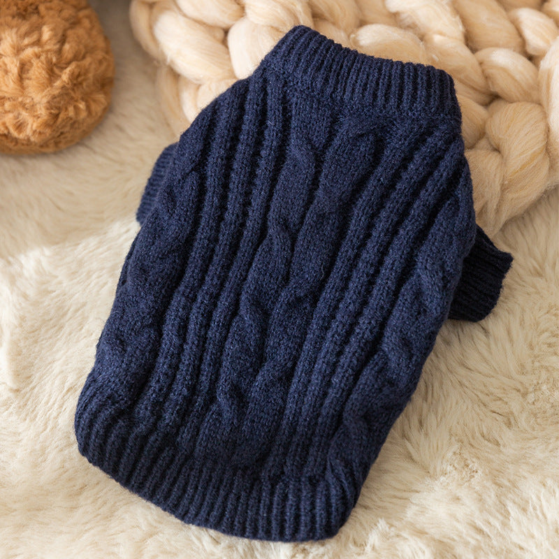HKM-3619005 Warm Solid Color Pet Sweater for Cats - Casual Anti-Lint Design in Bondi Blue and Jass Gray