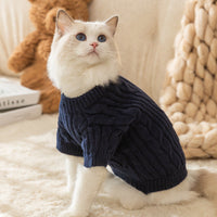 HKM-3619005 Warm Solid Color Pet Sweater for Cats - Casual Anti-Lint Design in Bondi Blue and Jass Gray