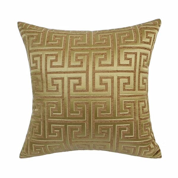 HKM-361939 Jacquard Yarn Dyed Chenille Cushion Cover - 45x45cm Decorative Pillow Case in Gold, Fluorescent Green, Beige, Dark Beige