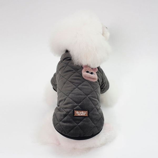 HKM-3620669 Plaid Cotton Jacket for Small Dogs in Black and Pink for Autumn and Winter