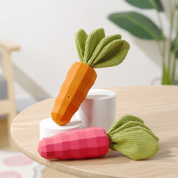 HKM-3621821 Durable Rubber Carrot Toy for Small and Medium Puppies with Sound Feature