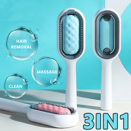 HKM-3624253 Water-Activated 4-in-1 Cat Grooming Brush with Double-Sided Hair Removal and Cleaning Function
