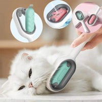 HKM-3624253 Water-Activated 4-in-1 Cat Grooming Brush with Double-Sided Hair Removal and Cleaning Function