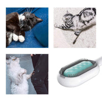 HKM-3624253 Water-Activated 4-in-1 Cat Grooming Brush with Double-Sided Hair Removal and Cleaning Function