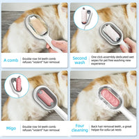 HKM-3624253 Water-Activated 4-in-1 Cat Grooming Brush with Double-Sided Hair Removal and Cleaning Function