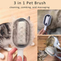 HKM-3624253 Water-Activated 4-in-1 Cat Grooming Brush with Double-Sided Hair Removal and Cleaning Function