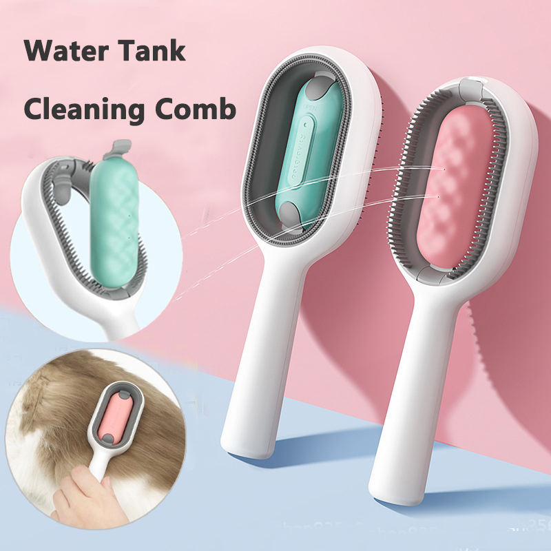 HKM-3624253 Water-Activated 4-in-1 Cat Grooming Brush with Double-Sided Hair Removal and Cleaning Function
